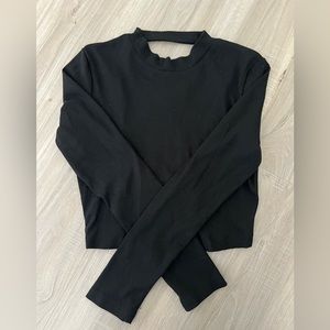 Shein black open back long sleeve